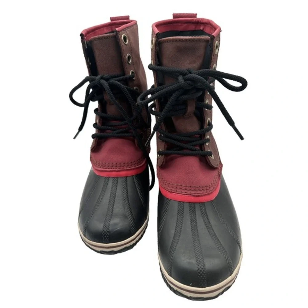 Sorel Waterproof Duck Boots Burgundy Black Lace Up Winter Snow 11 Gorpcore 13-01
